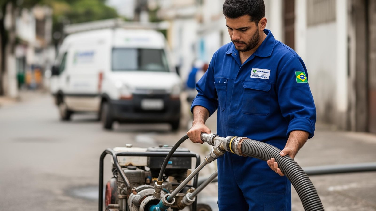 Desentupidora em Lins - profissional realizando desentupimento